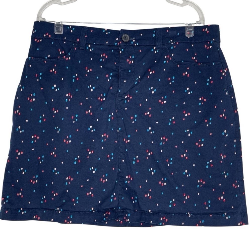 Croft and Barrow Classic Stretch Skort Blue Dot Pattern Pockets Summer Size 16